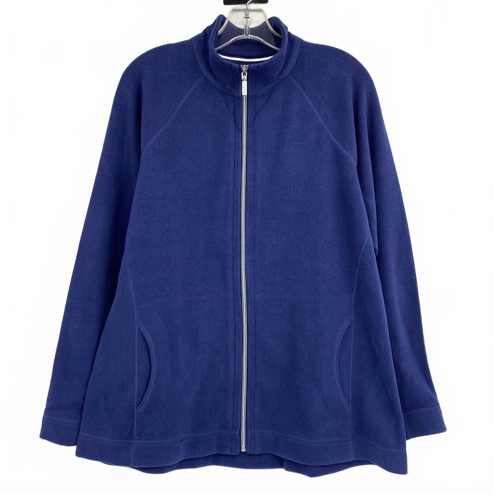 Tommy Bahama Blue Knit Zip-Up Jacket | Women’s L Cotton Spandex